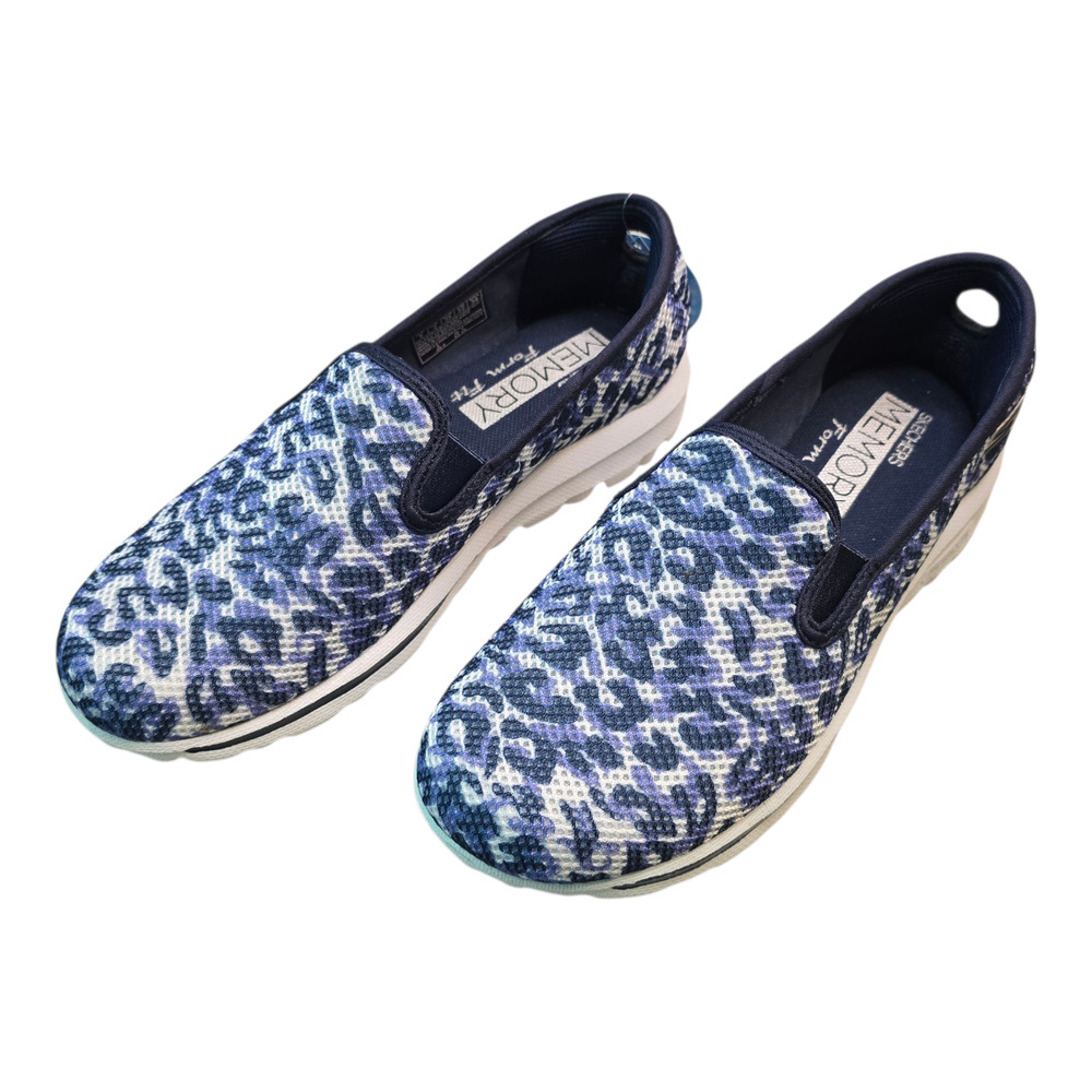 Skechers Go Walk Dazzle Sneakers Womens Size 5W Navy/White Memory Foam Comfort - Picture 3 of 13